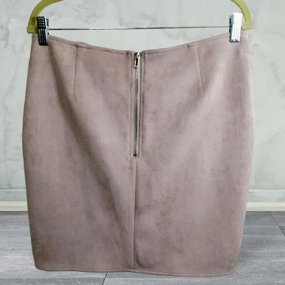 (SK03) Missguided Nude Faux Suede Lace Up Skirt Size 12 - Picture 2 of 6